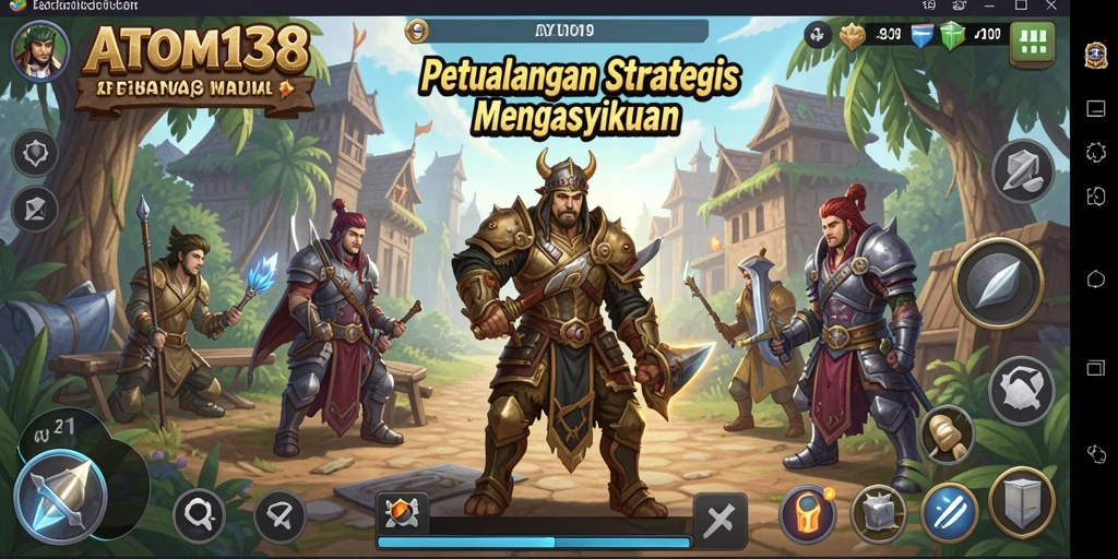 Tangkapan layar gameplay ATOM138 dengan aksi strategi yang mendebarkan.