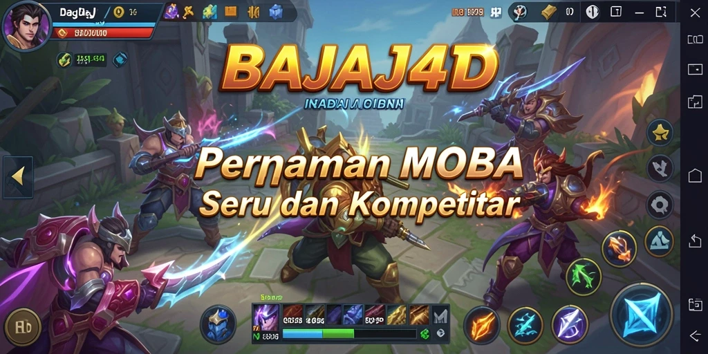 Screenshot utama BAJAJ4D menampilkan aksi gameplay MOBA yang intens.