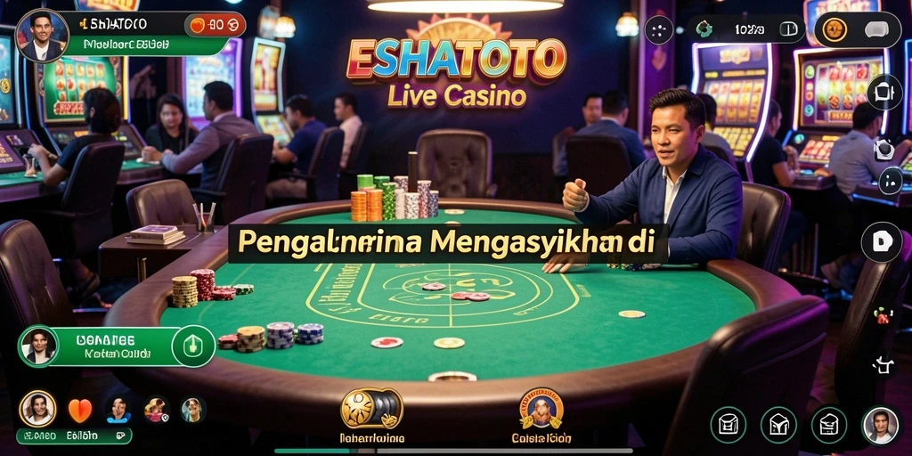Tampilan gameplay Live Casino ESHATOTO dengan dealer langsung.
