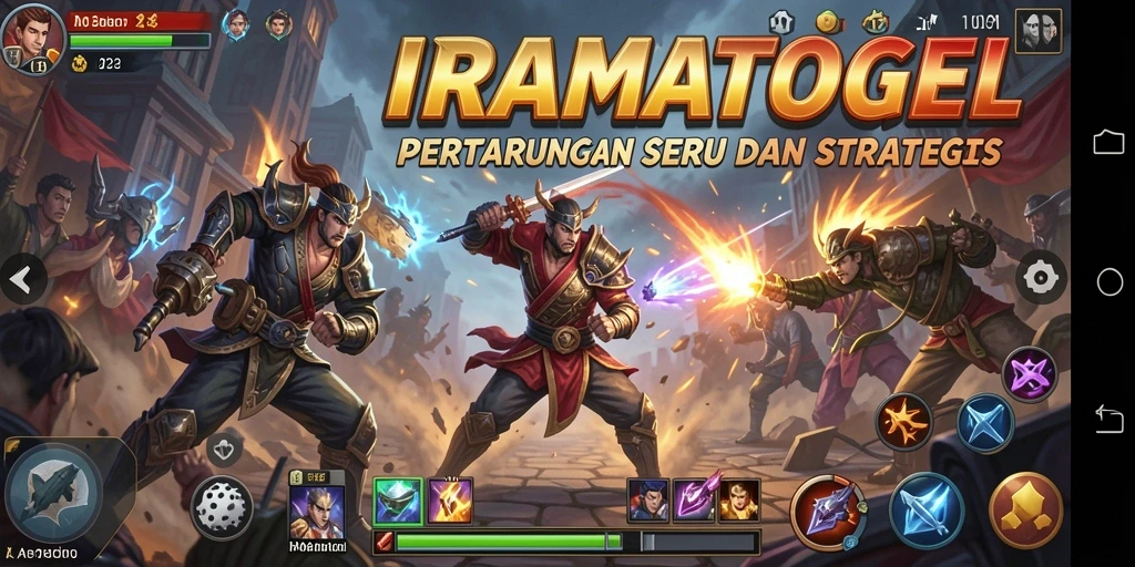 Screenshot menunjukkan aksi pertarungan intens di IRAMATOGEL.