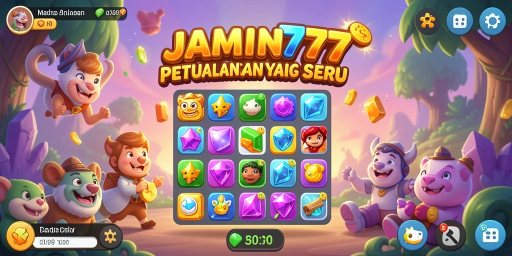 Screenshot gameplay JAMIN777 saat mencocokkan item Match-3.