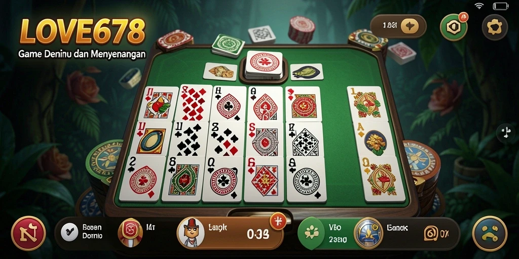 Tampilan gameplay seru dari LOVE678 dalam permainan Domino.