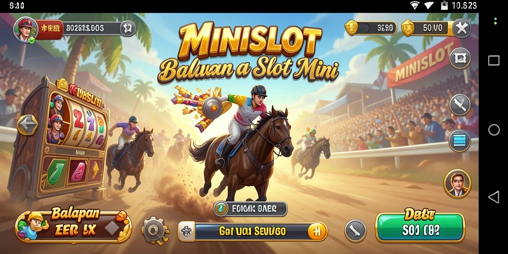 Screenshot gameplay yang menampilkan balapan seru di MINISLOT.
