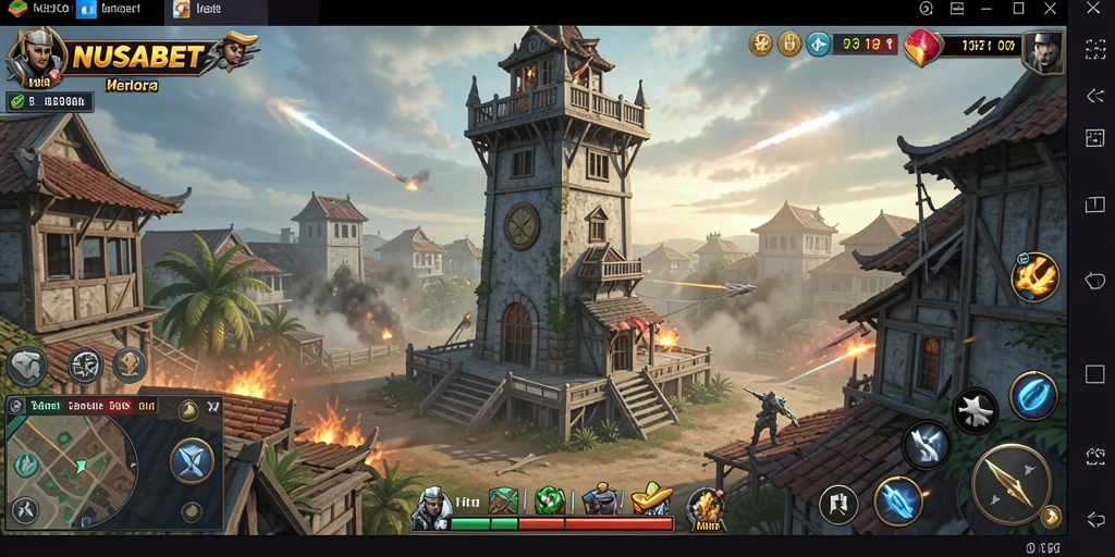 Tampilan gameplay mendebarkan NUSABET dalam pertempuran Tower Defense.