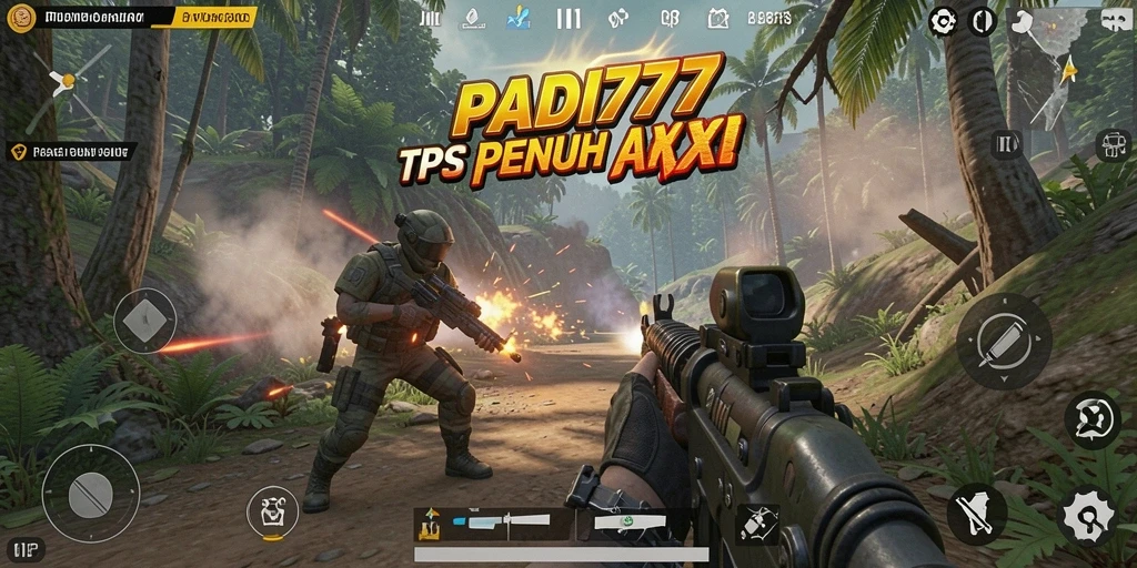 Tampilan aksi seru dalam game TPS PADI777.