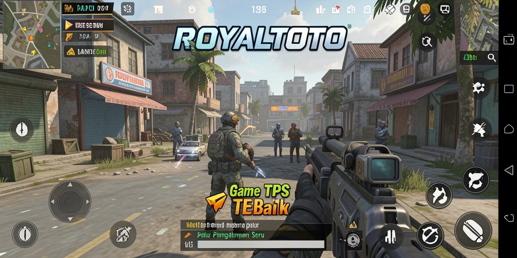 Tampilan gameplay seru dari ROYALTOTO yang menampilkan aksi TPS.
