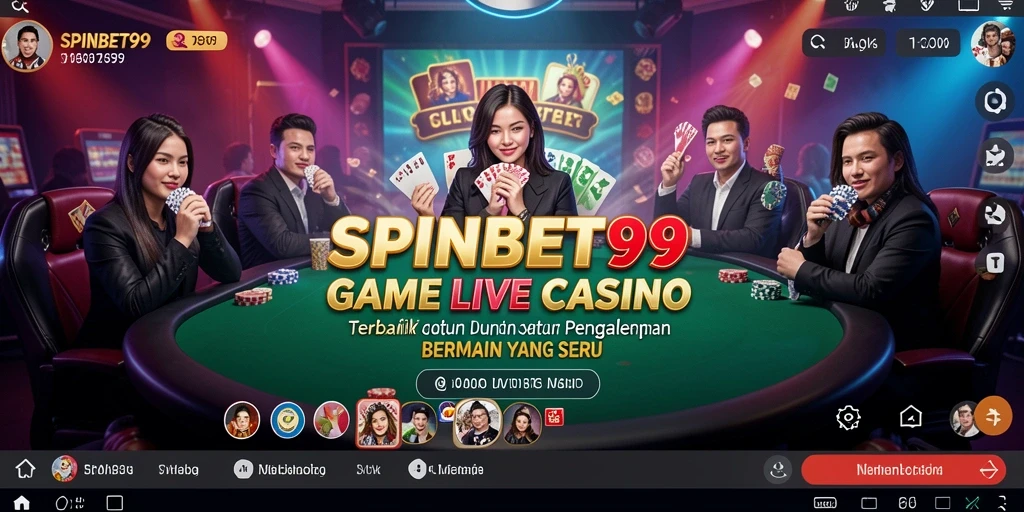 Tampilan gameplay Live Casino SPINBET99 dengan dealer langsung dan permainan seru.
